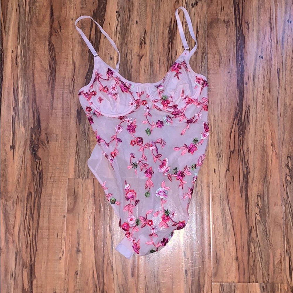 Floral pink body suit